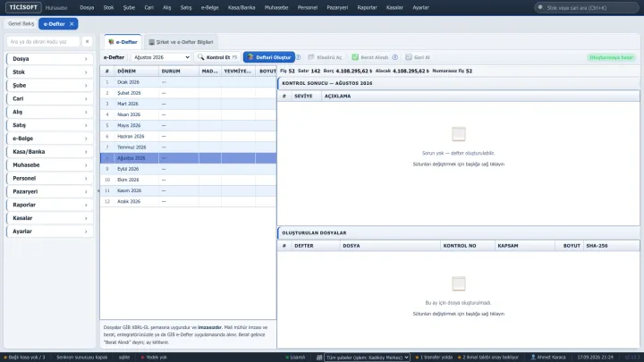 e-Defter ekranı