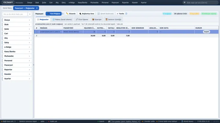 Pazaryeri — Mağazalar ekranı