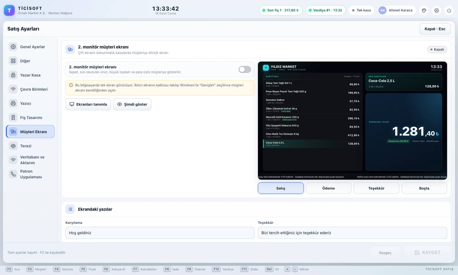 TİCİPOS — Müşteri ekranı