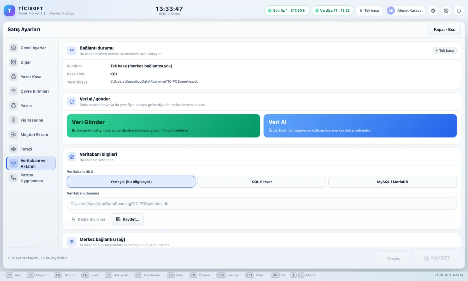 TİCİPOS — Veritabanı ve aktarım